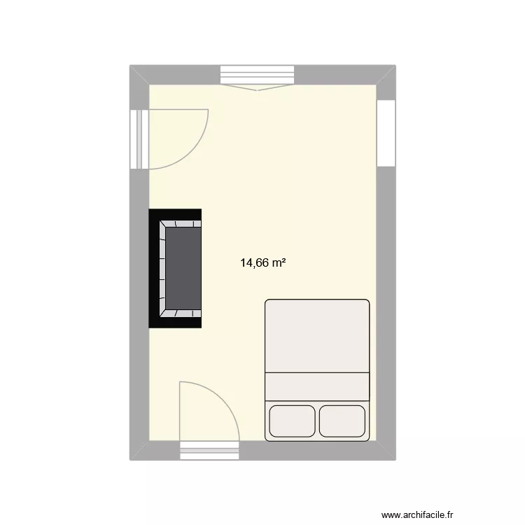 Chambre 2. Plan de 1 Pièce et 15 m²