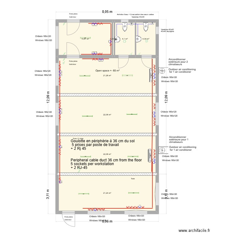 Cuve V2. Plan de 12 pièces et 191 m2
