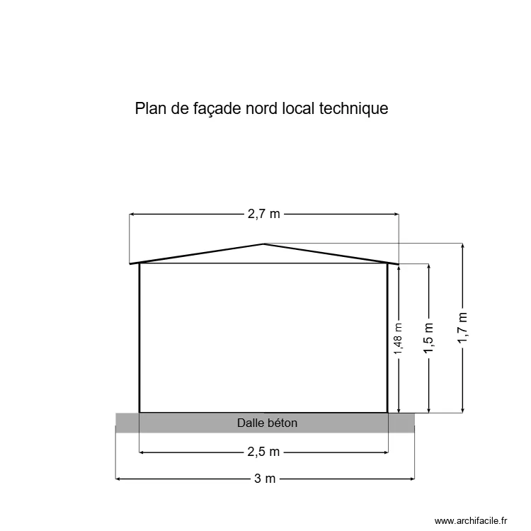 Plan de fa&ccedil;ade nord local technique. Plan de 