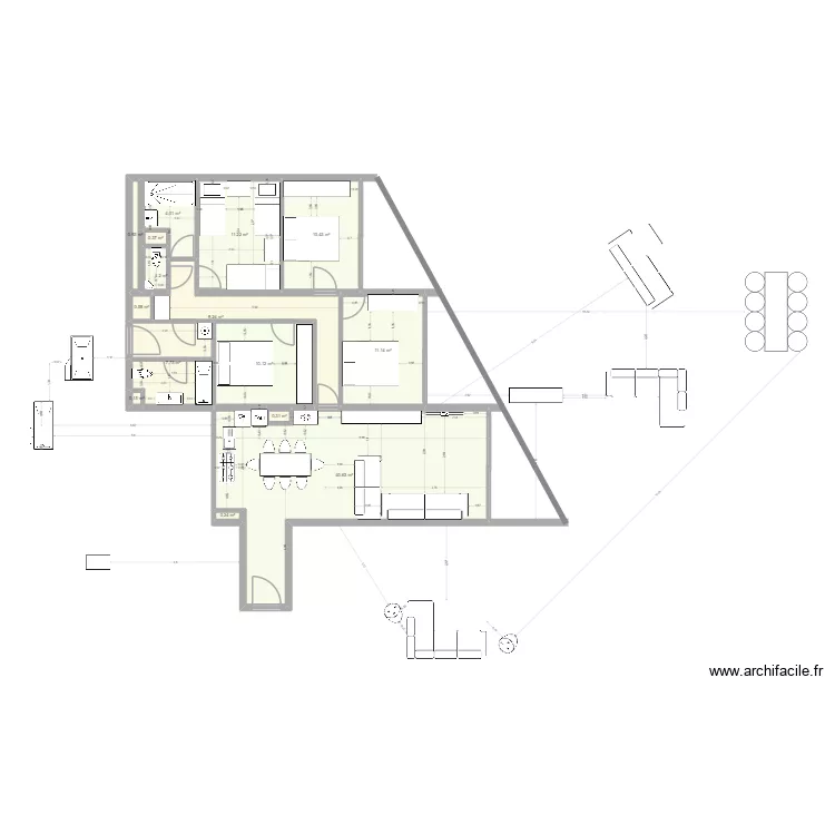 Touquet app 607-610. Plan de 15  et 108 m²