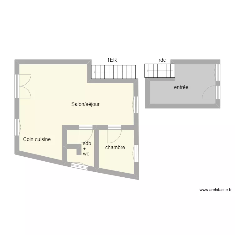 842. Plan de 3 pièces et 42 m² 842. Plan de 3 pièces et 42 m²