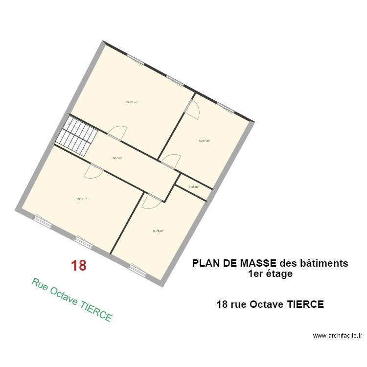 octave tierce PLAN DE MASSE des bâtiments 1er étage. Plan de 6 pièces et 90 m2