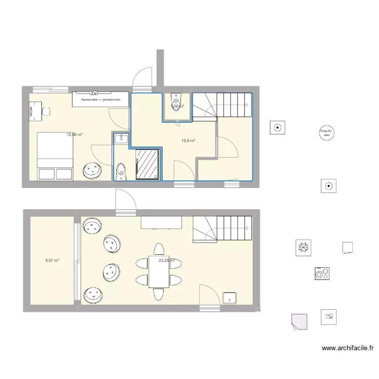 Plan escalier 2/4 tournant 3. Plan de 