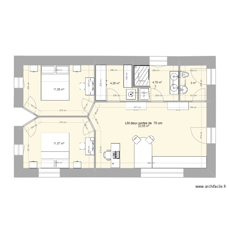 LM deux portes de 70. Plan de 0 pièce et 0 m2
