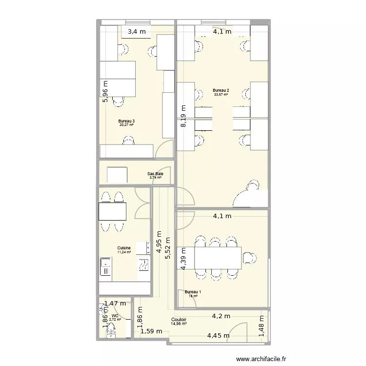 Bureaux Scionzier v3. Plan de 7  et 104 m²