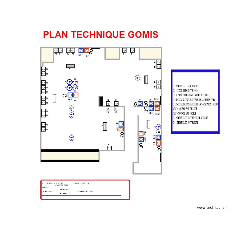 PLAN TECHNIQUE GOMIS 5. Plan de 4 pièces et 8 m2