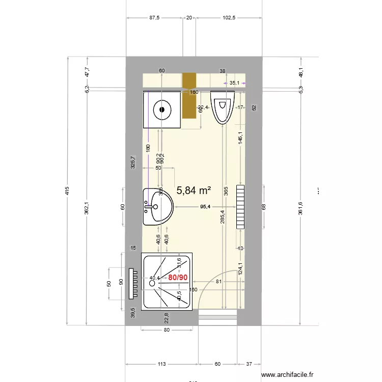 4&egrave;me  - DROITE 3pc. Plan de 1 Pièce et 6 m²