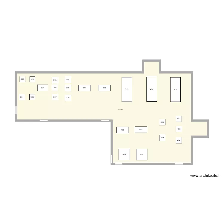 plan de terasse 3B3. Plan de 1 pièce et 46 m²