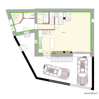 Plan RDC Porte appenti translarée et SDB grange + isolation 12 cm