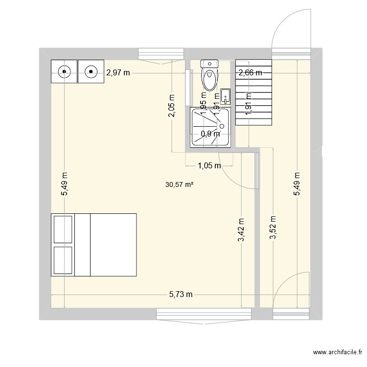 maison BI 1. Plan de 1 pièce et 31 m2