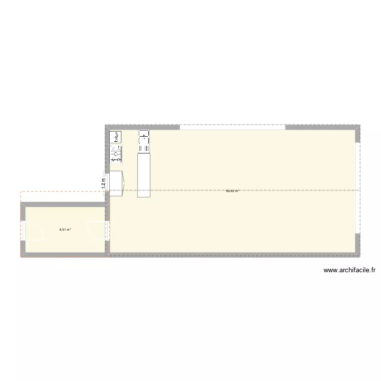 Agrandissement. Plan de 2 et 78 m² Agrandissement. Plan de 2 et 78 m²