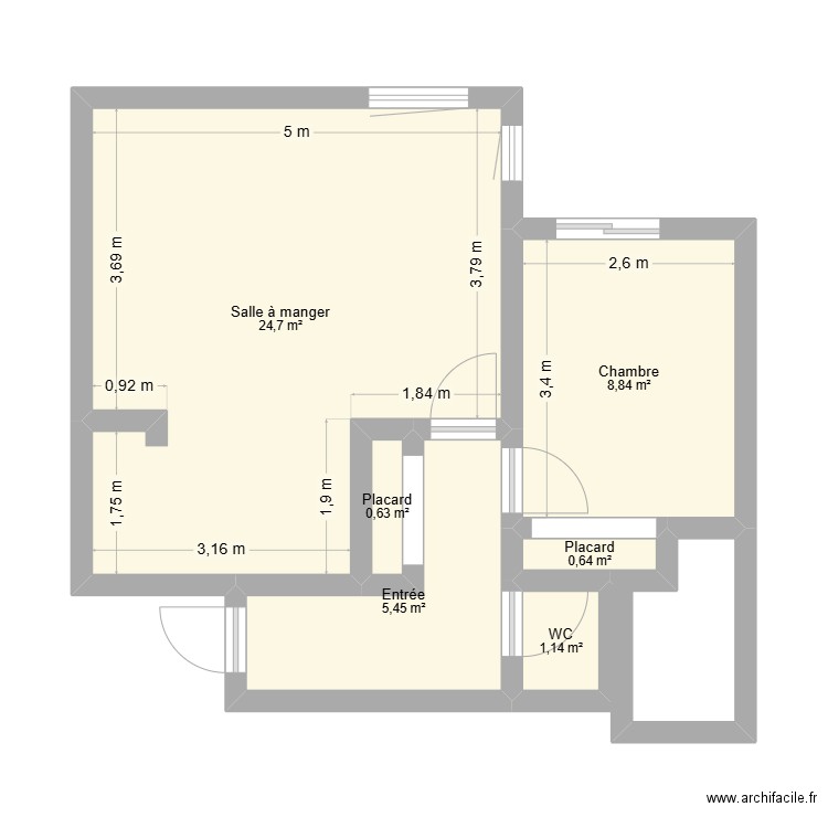 Appart soso. Plan de 6 pièces et 41 m2