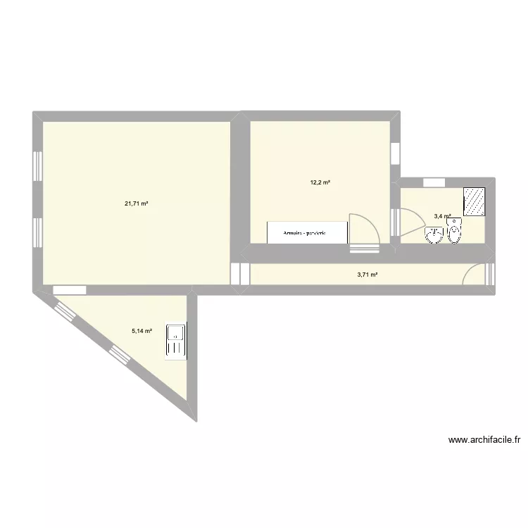 appart. Plan de 5  et 46 m²