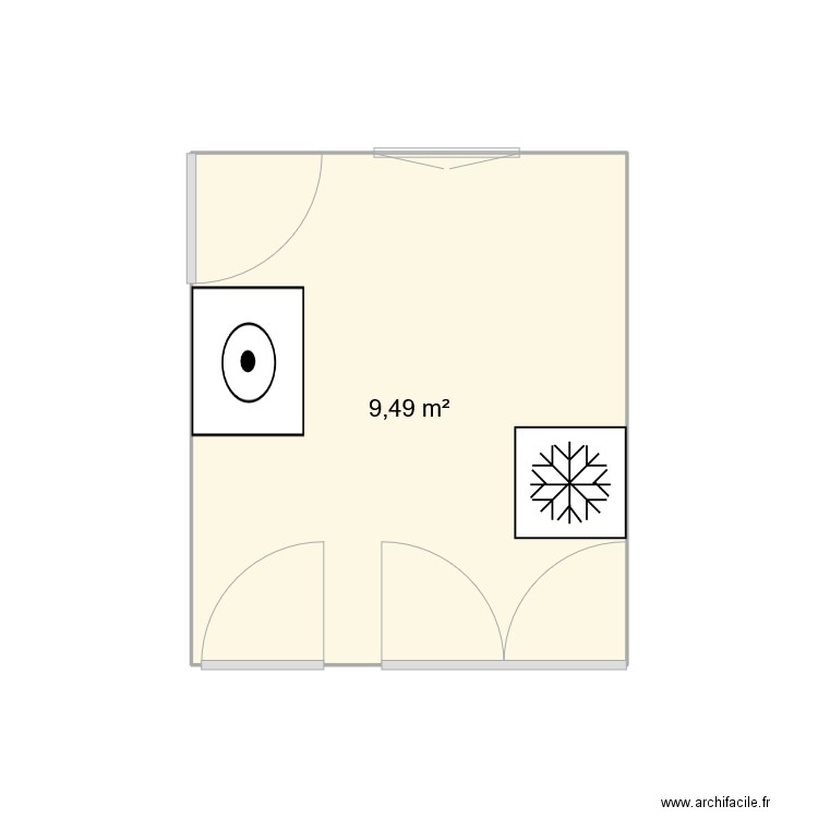 cuisine. Plan de 1 pièce et 9 m2