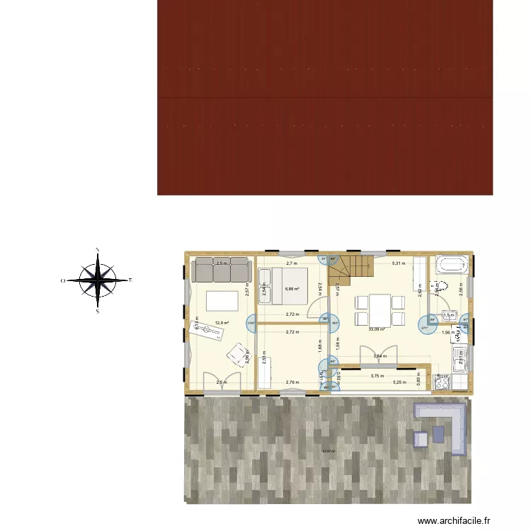 ESSAI. Plan de 3 Pièces et 53 m² ESSAI. Plan de 3 Pièces et 53 m²