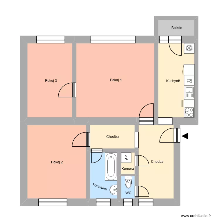 Boženy Němcov&eacute; 628, byt 3. Plan de 14 Pièces et 193 m²
