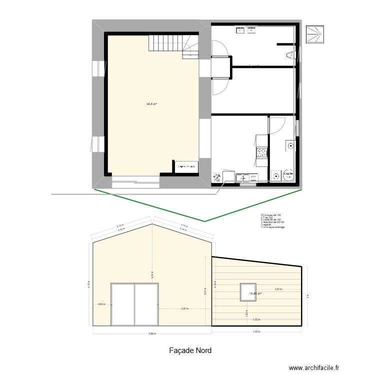 plan evacuation eau log 2. Plan de 5 pièces et 102 m2