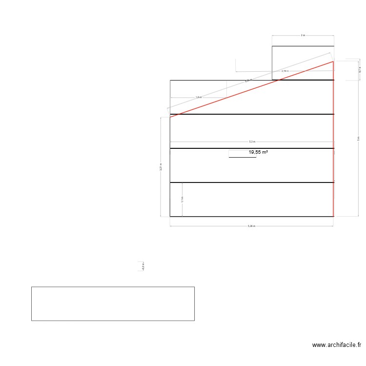 MESURE TOITURE. Plan de 1 pièce et 20 m2