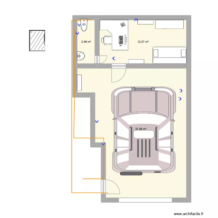 loc. Plan de 3 pièces et 52 m²