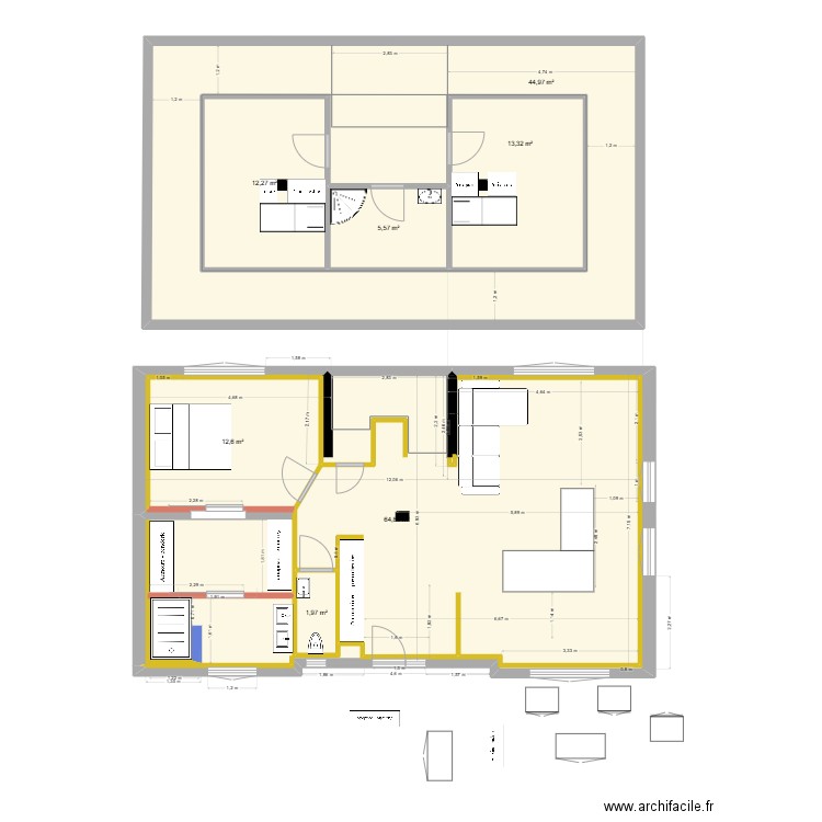 plan actuel 1. Plan de 7 pièces et 208 m2
