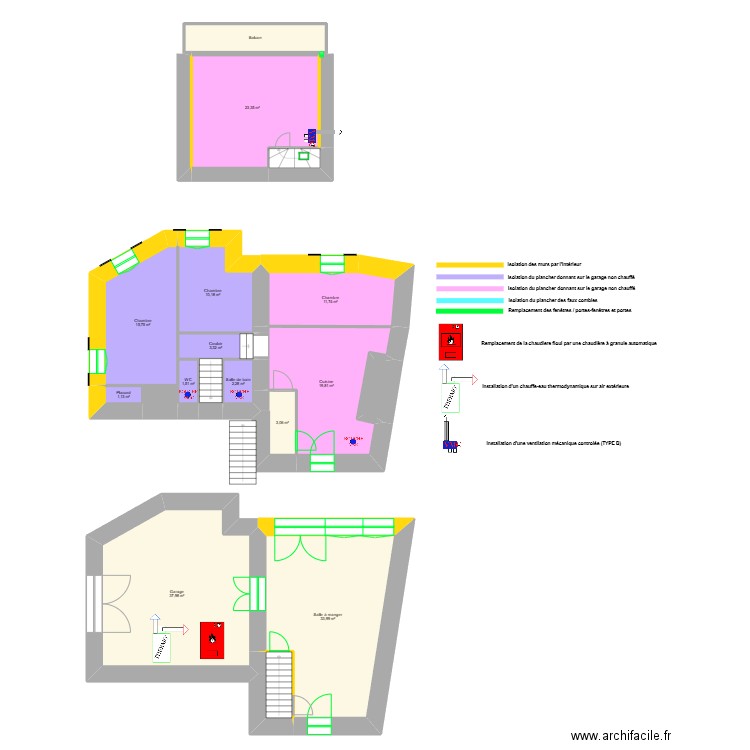 FORTIN TOSARELLI- CORREZE. Plan de 19 pièces et 180 m2
