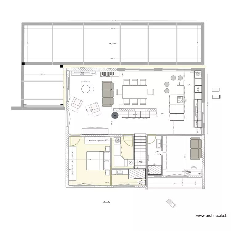 7 travail  Obernai  modifi&eacute; Geoffrey retravaill&eacute;. Plan de 2 Pièces et 76 m²