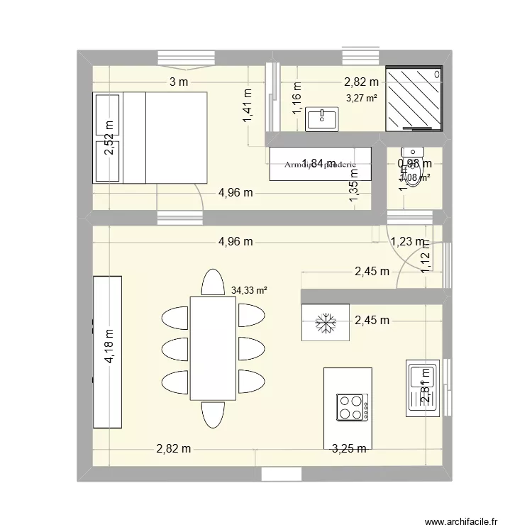 Projet n&deg;1. Plan de 3  et 39 m²