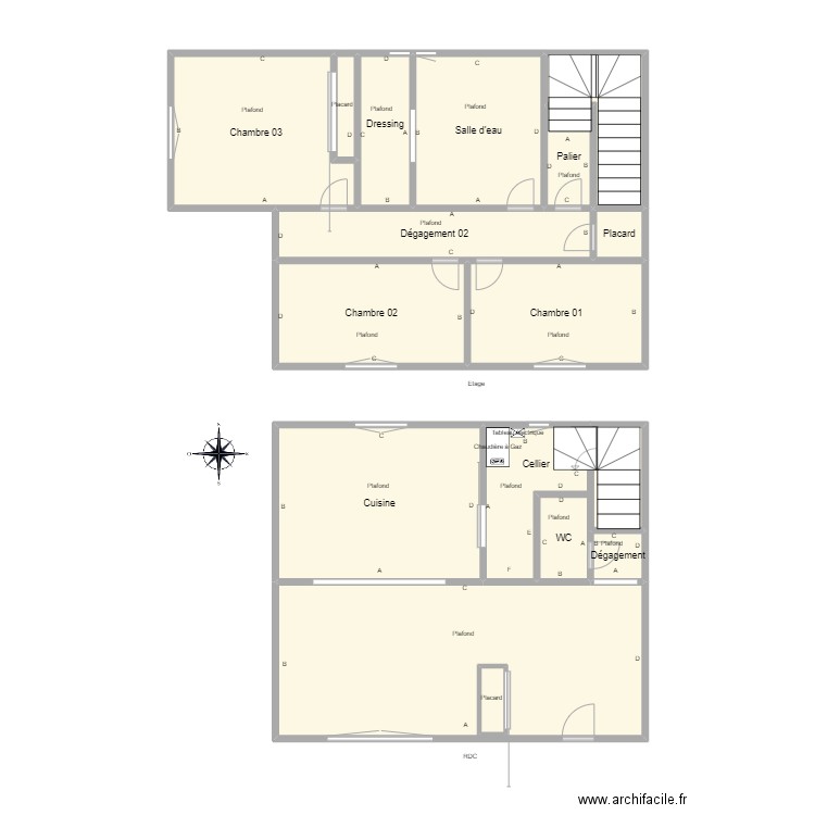 DECLOITRE BONFANTINI. Plan de 17 pièces et 81 m2