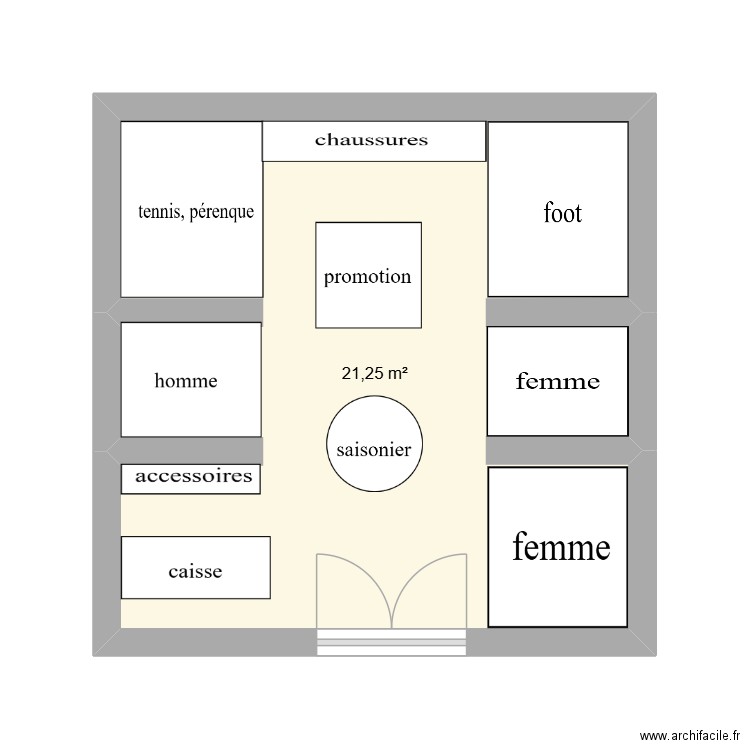 sport 2000. Plan de 1 pièce et 21 m2