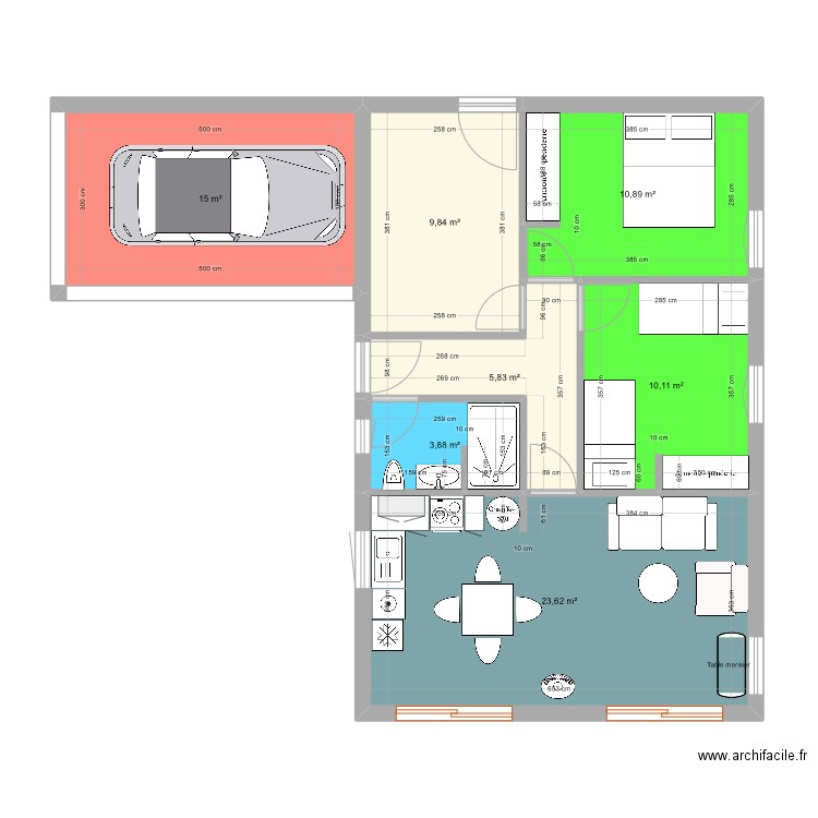 Maisonnette 2. Plan de 7 pièces et 79 m2