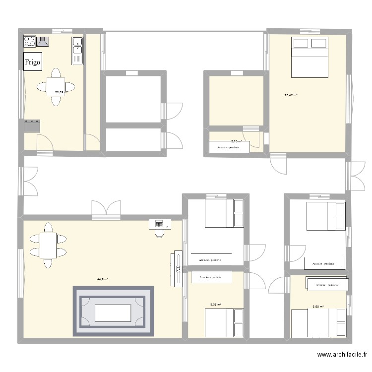 zembi plan. Plan de 6 pièces et 115 m2