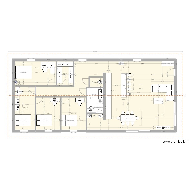 plan maison 1. Plan de 6 pièces et 152 m2
