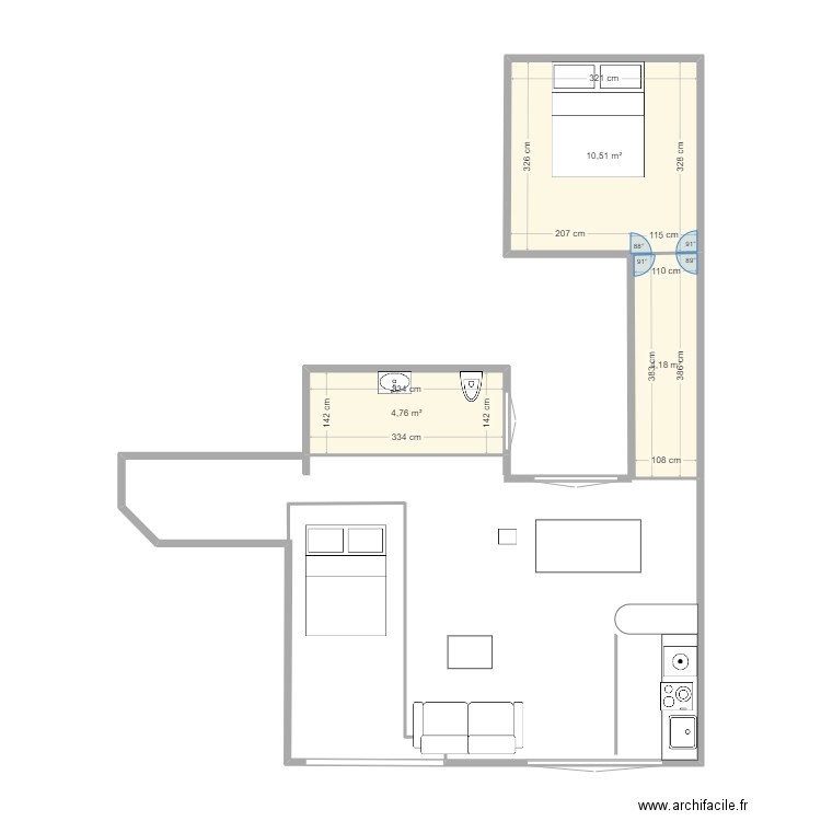 4 square gabriel faure 19042025. Plan de 3 pièces et 19 m2