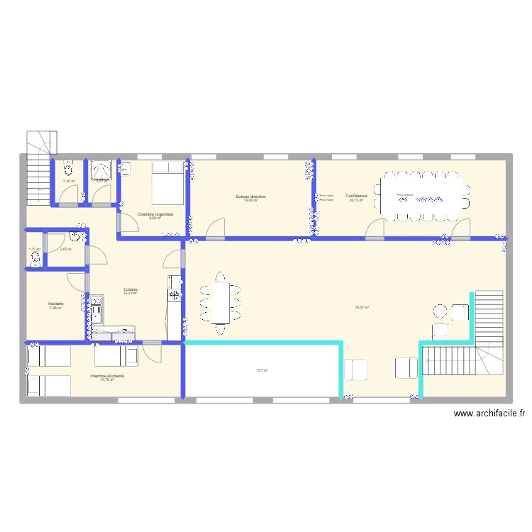 Premier etage 1 electricité. Plan de 12 pièces et 207 m2