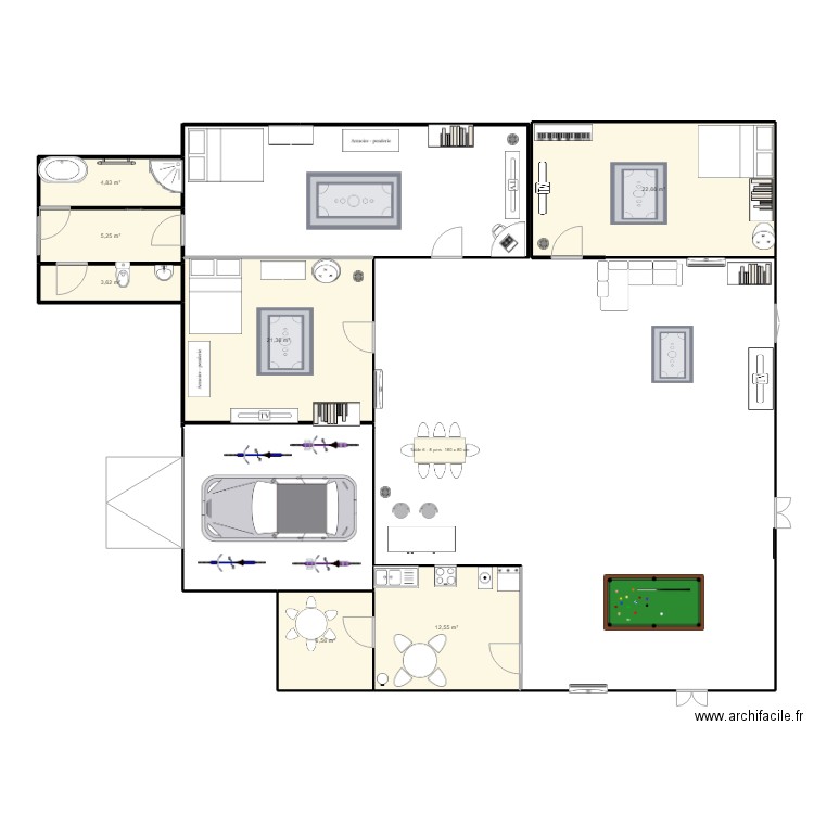 ma maison. Plan de 7 pièces et 77 m2