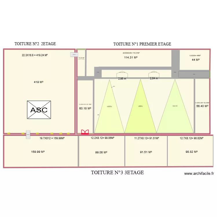 TOITURE. Plan de 4 et 1637 m² TOITURE. Plan de 4 et 1637 m²