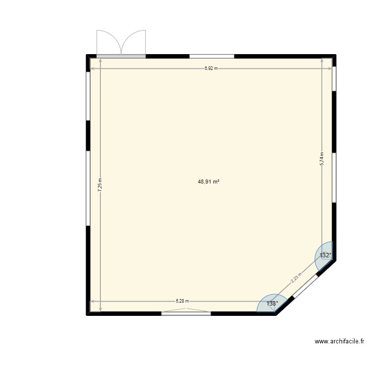 PLAN BUREAU GRANDE PIECE 07 JANVIER 2024. Plan de 1 pièce et 49 m2