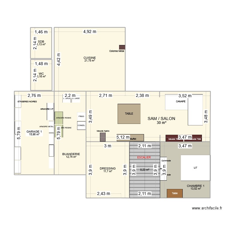 Isbergues 2. Plan de 8 pièces et 99 m2