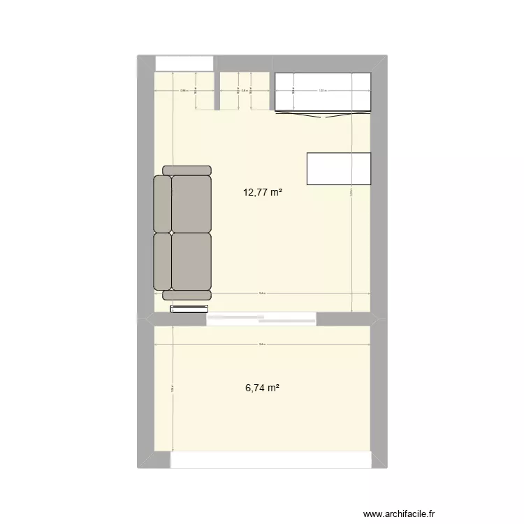 appart. Plan de 2 Pièces et 20 m²