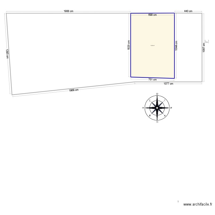 Plan de masse 3 dimensions. Plan de 1 pièce et 72 m2