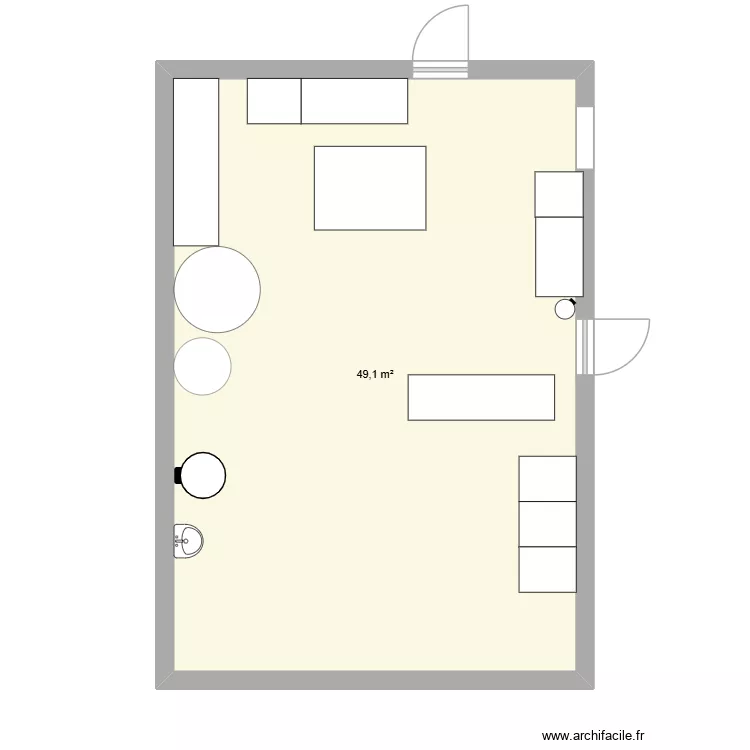 yegzacygza. Plan de 1 Pièce et 49 m²