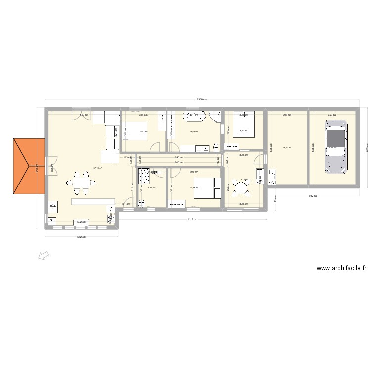 SARLAT 176 MODIF BOB 02. Plan de 9 pièces et 156 m2