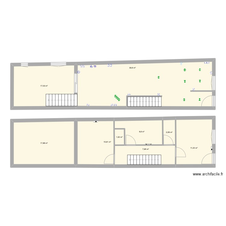 Fains elec et eau. Plan de 9 pièces et 114 m2