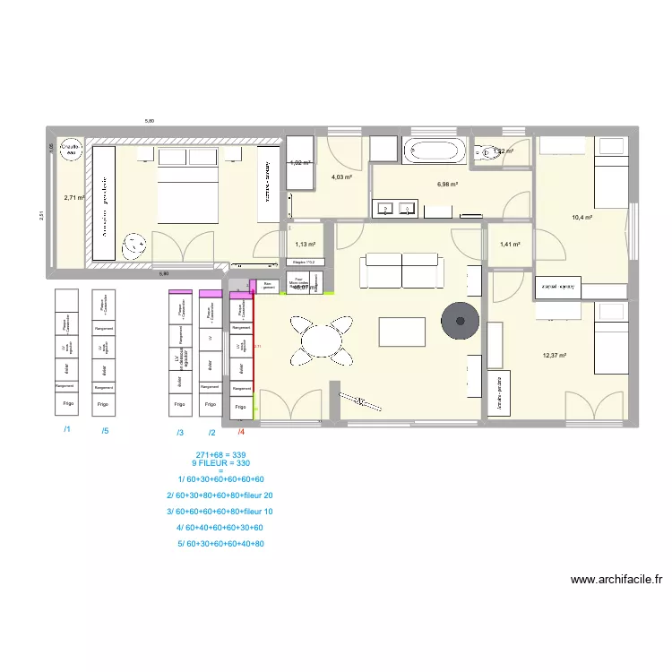 Explicatif cuisine. Plan de 