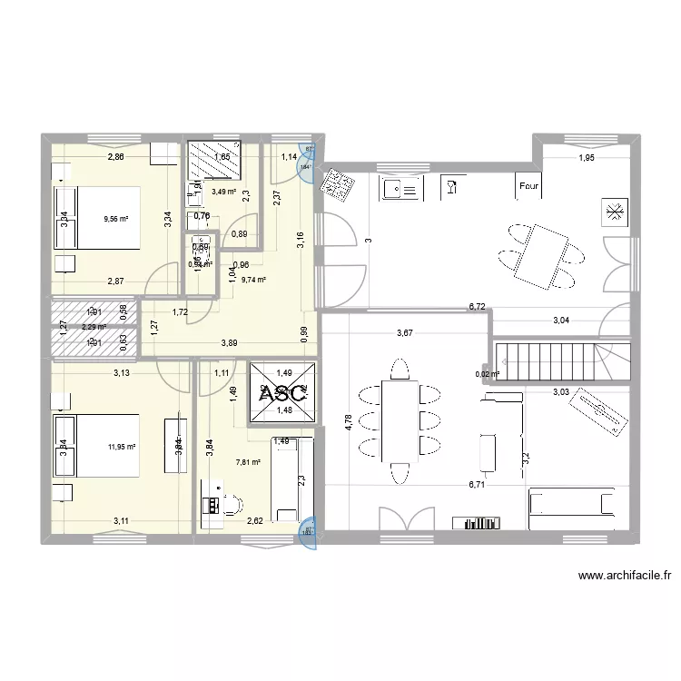 maison castres 1. Plan de 9  et 48 m²