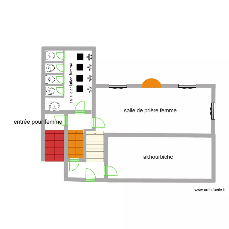 salle de prière femme. Plan de salle de prière femme. Plan de