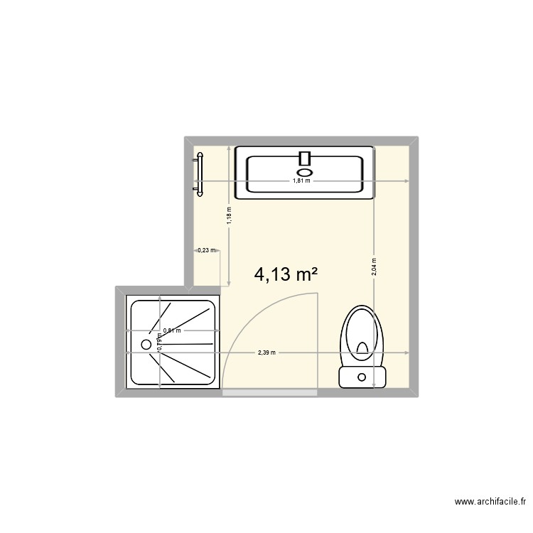 laborde ch101. Plan de 1 pièce et 4 m2