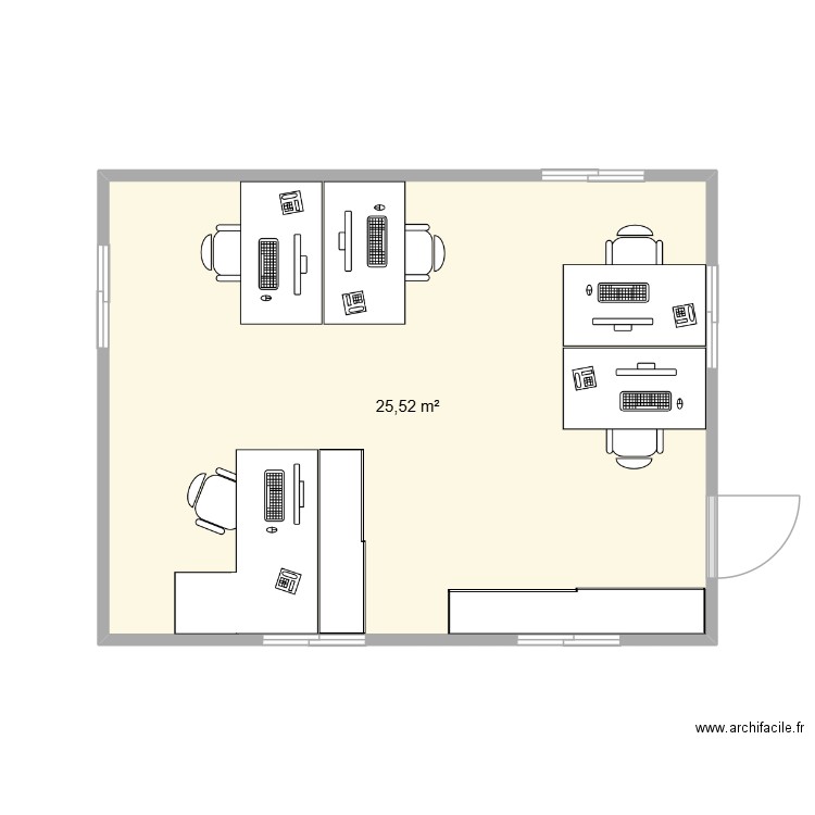 plan container 2. Plan de 1 pièce et 26 m2