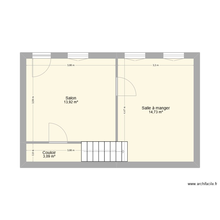 F3 Duplex  Samuel. Plan de 6 pièces et 72 m2