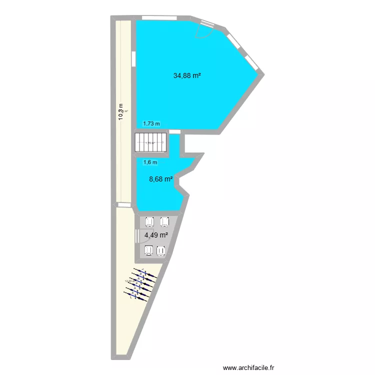 RDC Maison Roubaix FINALE bleu +. Plan de 6  et 71 m²